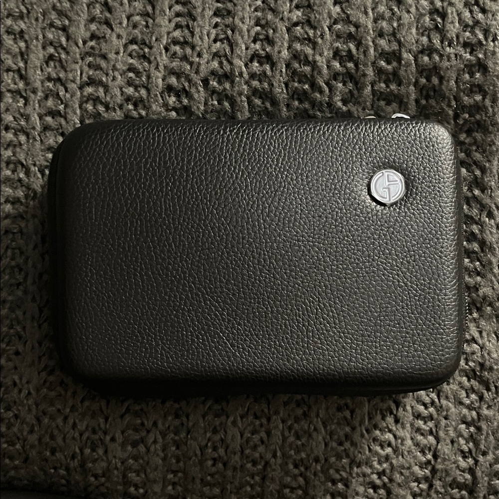 Giorgio Armani Black Leather Cosmetic Bag
